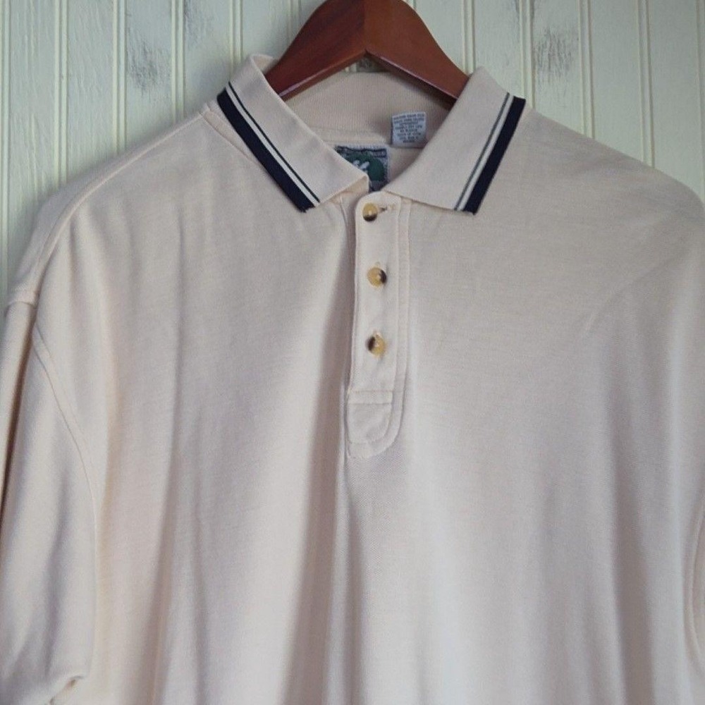 McIntosh & Seymour Polo Shirt Mens M Beige Solid Cotton Knit Soccer Rugby Top